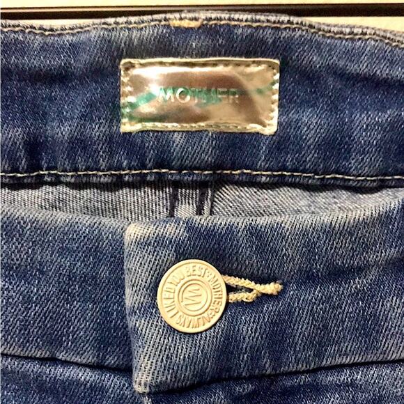 Mother Looker Ankle Fray Jeans in Light Wash Side Stripe Blue Pink Size 29 - Picture 6 of 11